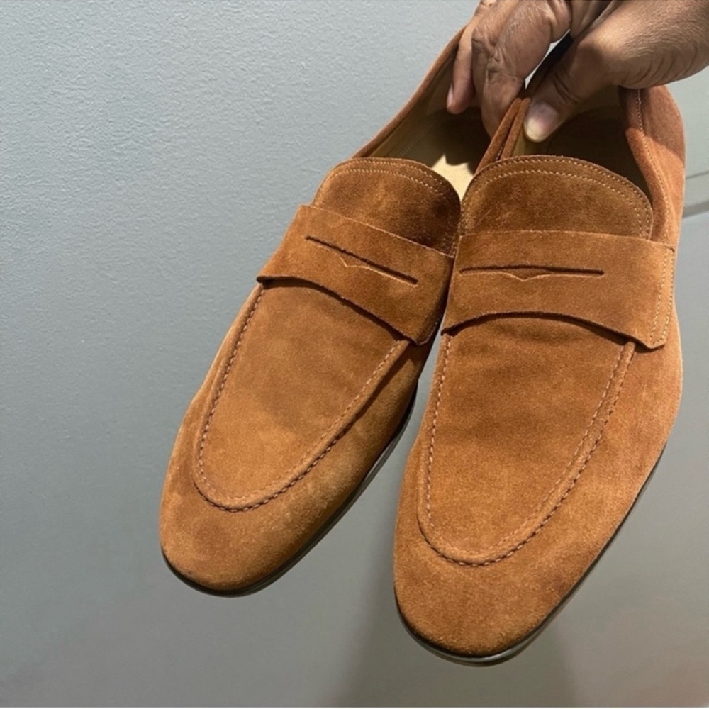 NWOT Barneys New York Men's Tan Brown Suede Loafers Sz 13 (46)